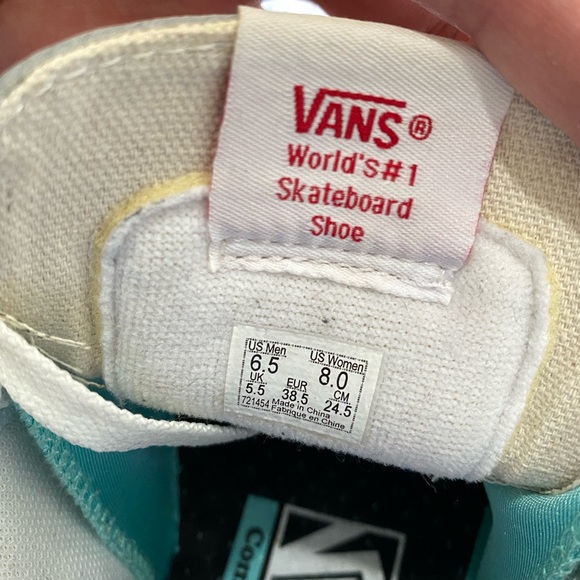 Vans Customs Skate Hi-Tops size women’s 8 Greens and White Leather - Picture 8 of 9